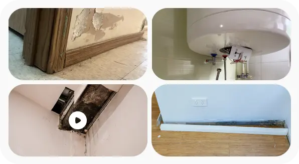 Inspection media gallery showing captured defects and property details