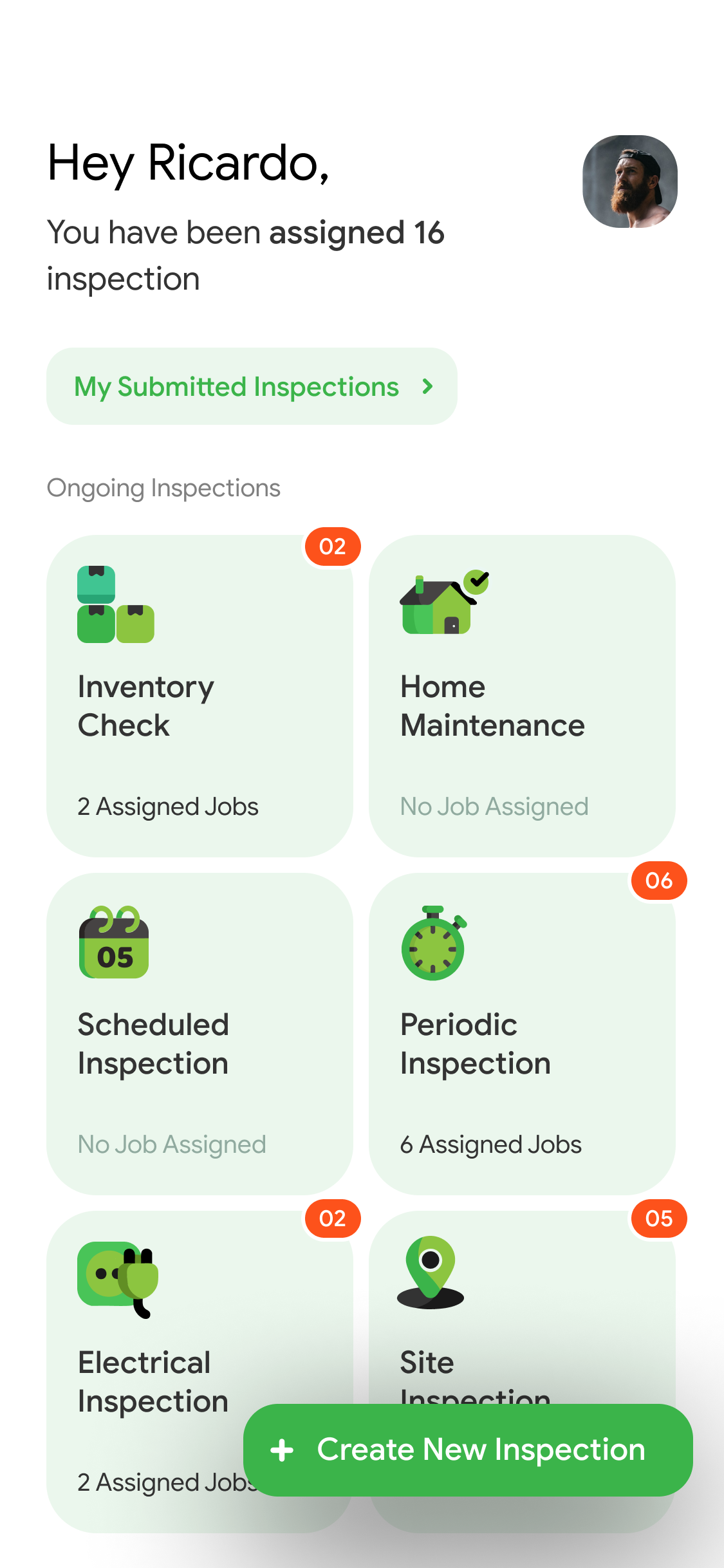 Inspect app dashboard screen